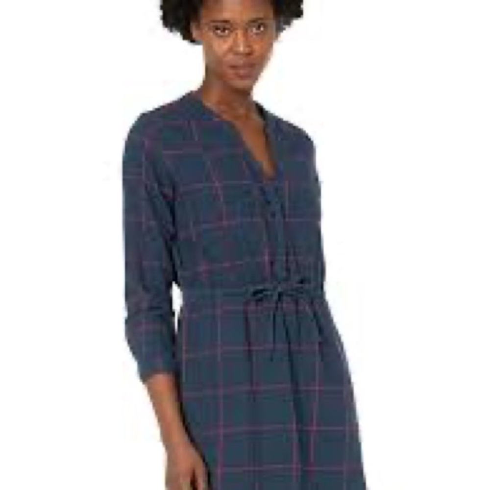prAna Loop To Pines Dress - Blue/Magenta Plaid - S